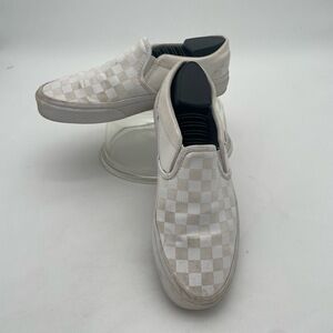 Vans White Check Slip On Checkerboard Waffle Sole Sneakers Womens 8 1/2